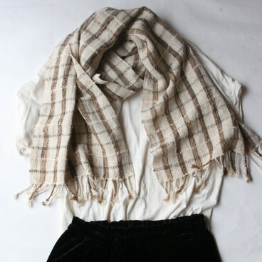 貴重！ワイルドシルク×オーガニックコットン×リネン　コンパクトショール