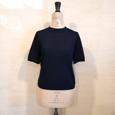 【特別提供品】機能素材で快適♡きれいめ上質プルオーバー(5分袖）ネイビー