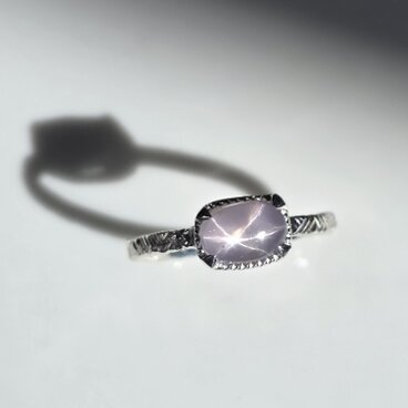 スターサファイア　2.36ct　オーバルカボション　ミル爪　シルバーSV925リング