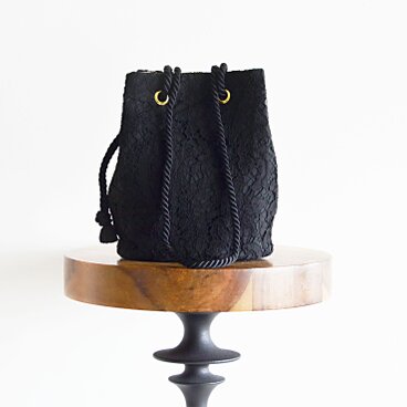 1点限定！フランス製　上質リバーレース　ポシェット2Wayマリンバッグ　ブラック　フォーマルコーデにも◎