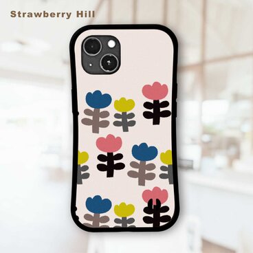 フラワーパターン 北欧 耐衝撃 グリップケース iPhoneケース
