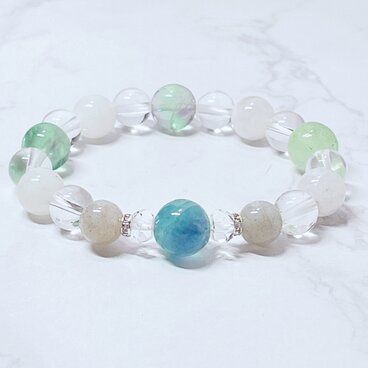 ✦数量限定✦思考と感情を整え、自分のペースで進む パワーストーンブレスレット｜フローライト・ラブラドライト No.855