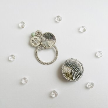 en ー縁ー ／２個セット／ブローチ／シルバーグレー系b011set