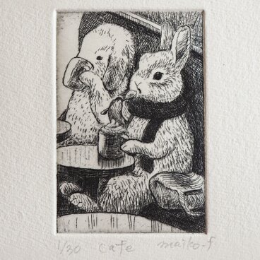 【銅版画】cafe