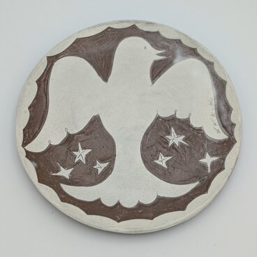 【Omokage】夜をかける（22cm 透明釉　掻き落とし中皿）