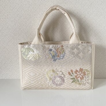 上品な帯リメイクバッグ｜優しい花文様｜和装にも洋装にも