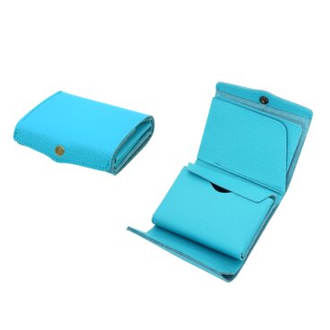 [送料無料] 極小サイズで軽やかに！カードサイズの極小軽量三つ折り財布『timik airyティミックエアリー』アクアブルー