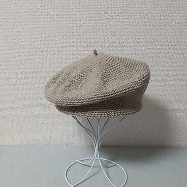 静かな余白のベレー帽ナチュラルコットンリネンラミー（ユニセックス)