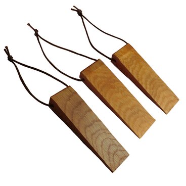 ドアストッパー ライトブラウン ④ ドア止め  木製  3こセット くさび ウッドロック 天然杢楢無垢材