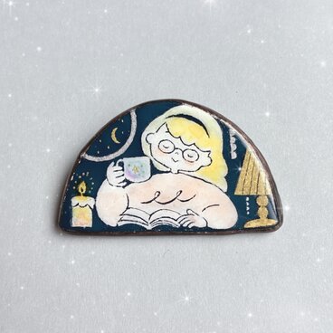 ブローチ calm night　ステンドグラスブローチ