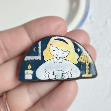 ブローチ calm night　ステンドグラスブローチ