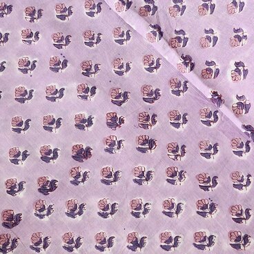 インド ブロックプリント生地 [50cm単位切り売り] サンガネリ ミニフラワー モーブピンク SA 花 IF0468