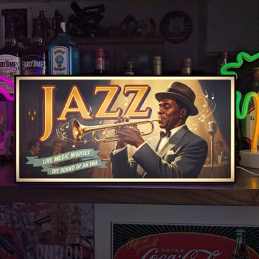 【オーダー無料】JAZZ ジャズ喫茶 トランペット セッション BAR レトロ 店舗 自宅 照明 看板 置物 雑貨 ライトBOX