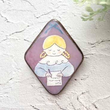 ブローチ letter for..　ステンドグラスブローチ