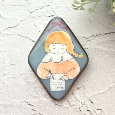 ブローチ letter for..　ステンドグラスブローチ