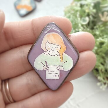 ブローチ letter for..　ステンドグラスブローチ