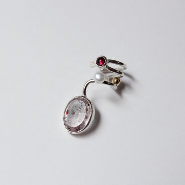 インクルージョンクォーツの３連イヤーカフ/SV950/azur