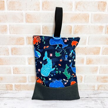 シューズケース　【和柄・水族館★紺】