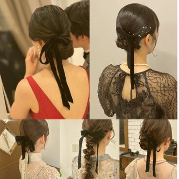 結婚式・ブライダル｜ブラック 両面ベロアリボン 25mm幅 ベルベットリボン ヘアアクセサリー