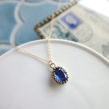 クラウンシリーズ ■ プチペンダント 14KGF ネックレス ■ 小粒オーバルカット カイヤナイト