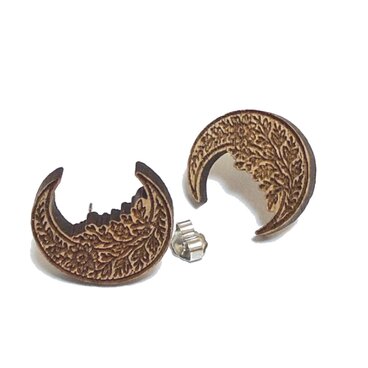 【木ｔｃｈ】クルミの木・ピアス（リトル）三日月の花