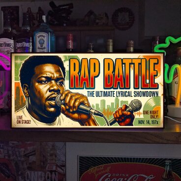 【オーダー無料】ラップバトル ヒップホップ クラブ DJブース ダンス 店舗 自宅 照明 看板 置物 雑貨 ライトBOX