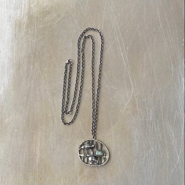 Vintage retro abalone shell fish design necklace