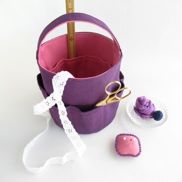 ツールバッグ　お裁縫かばん　パープル　ピンク