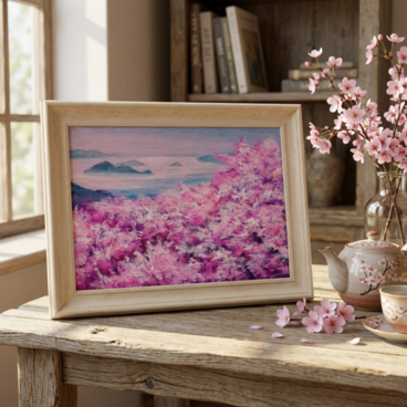 【一点物】春の光を飾る。油絵原画【春の瀬戸内、淡い夢】肉筆一点物 手描き風景画 リビングや玄関の彩りに