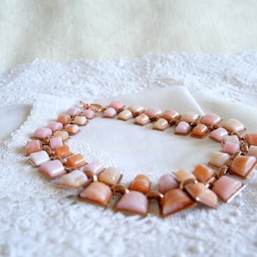 コーラルピンク＆オレンジのネックレス