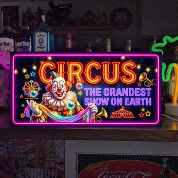 【オーダー無料】サーカス団 サーカスショー ピエロ 遊園地 雑技団 店舗 自宅 照明 看板 置物 雑貨 ライトBOX