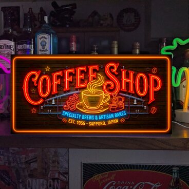 【オーダー無料】コーヒーショップ 喫茶 CAFE おうちカフェ レトロ 店舗 自宅 照明 看板 置物 雑貨 ライトBOX