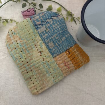 ハンドメイド★ラリーキルトカンタキルトパッチワーク鍋敷き鍋つかみマットD