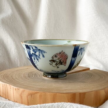 チコロット❤️Mサイズ❤️すべて手描き❤️染付け❤️ご飯茶碗お雑煮やぜんざい❤️小鉢❤️童話❤️舌切り雀