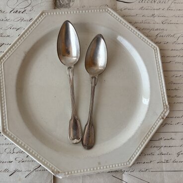 フランスアンティーク　Christofle（クリストフル）/ デザートスプーン2本set　シルバープレート