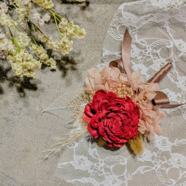 ドライフラワーコサージュ★レッド