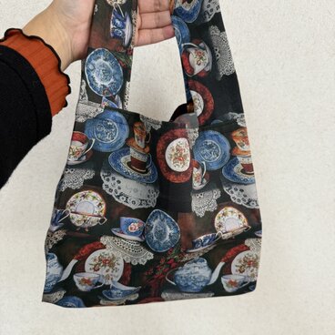 コンビニサイズエコバッグ　カップ　ティーポット柄