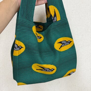 コンビニサイズエコバッグ　アフリカ布　つばめ