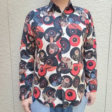長袖和柄シャツ（番傘）