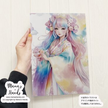 《禊の水に宿る虹 市杵島姫》☘️A4 ポスター  水彩画風 女神 宗像三女神 開運 日本神話 イラスト アート