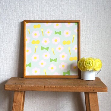 「 flower pop（sugar grey） 」30cm角ポスター