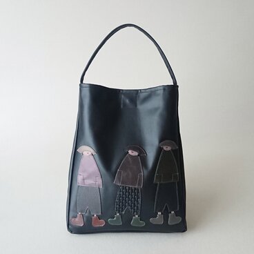 annco black leather tote