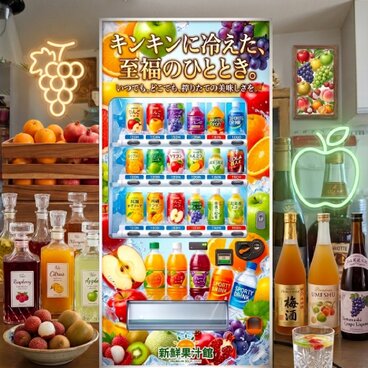 【オーダー無料】ジュース フルーツ 果物 飲料 自動販売機 平成レトロ 商店 店舗 自宅 照明 看板 置物 雑貨 ライトBOX