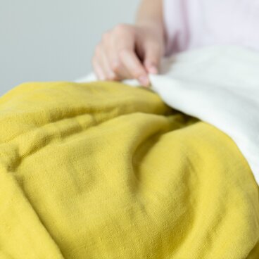 柚の葉染め×生成り色　Organic Cotton ふわふわ6重ガーゼケット　