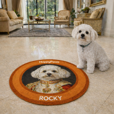 円形 うちの子絨毯・ラグ・マット｜王室風ペット肖像画 写真から作る犬・猫