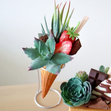 多肉植物のある風景 Ice Cream Arrangement ★フェイクグリーン