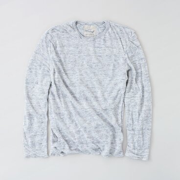 【再入荷】リネンニット mens/L 長袖プルオーバー（ライトグレー）