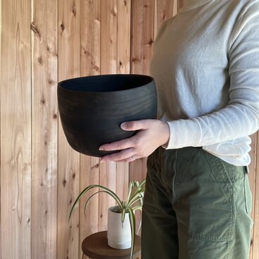 クスノキのアフロボウル 21.7cm｜富士市産｜黒染め〈ガラスコーティング〉【v1677】