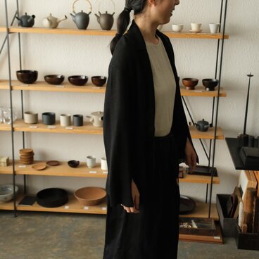enrica linen knit jacket｜BLACK