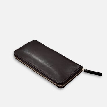 ラウンドジップ長財布／焦茶